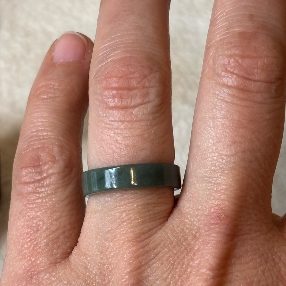 NWT Genuine Guatemalan Blue Water Jadeite Jade Band Ring - Picture 4 of 10